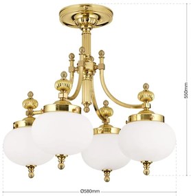 Lustra aplicata eleganta stil clasic Nostalgie 4L alama lucios/opal