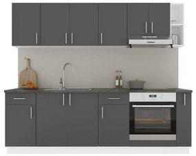 Set Bucatarie Karo V17, Antracit/Alb, Blat Thermo 28 mm, L 240 cm