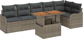 vidaXL Set de canapele pentru grădină cu pernă Manual 7 pcs Gri