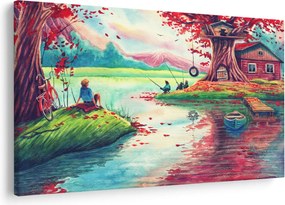 Tablou - Acuarelă, Golf într-un sat de munte (90x60 cm)