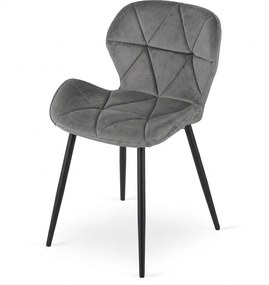 Scaun de sufragerie MANGO VELVET cu picioare negre, gri