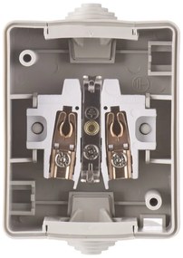 Priza simpla cu impamantare si protectie, cu capac, 16A, montaj aplicat, protectie IP44, pentru exterior, Emos