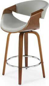 Scaun bar H123, gri/nuc, piele ecologica/placaj/metal, 55x51x91 cm