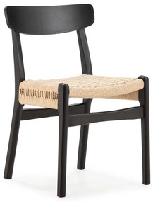 Scaune de dining negre 2 buc. din lemn de arbore de cauciuc Biel – MOME