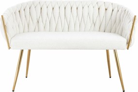 HR750 Crem Bouclé Canapea cu Picioare Aurii