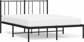 vidaXL Cadru de pat metalic cu tăblie, negru, 140x200 cm