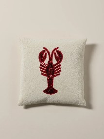 Pernă decorativă cu homar roșu, 35×35 cm