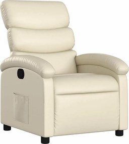 vidaXL Fotoliu rabatabil, crem, piele ecologică