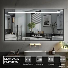 IREDA Oglindă de baie cu iluminare LED, 100 x 75 cm