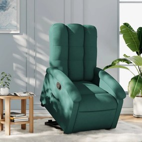vidaXL Fotoliu rabatabil ridicare pe verticală, verde închis, textil