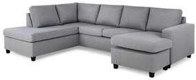 Colțar Scandinavian Choice C171Negru, Gri deschis, 283x199x80cm, Picioare: Plastic