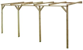 Pergola de perete, 2x5x2,2 m, lemn masiv de pin tratat, B-Stock