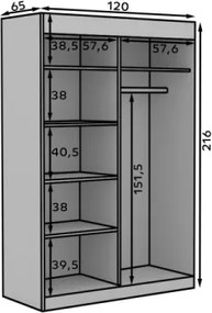 Dulap cu usi glisante si oglinda Osgar, ADRK Furniture (Culoare: Alb, Dimensiuni: 120x216 cm)