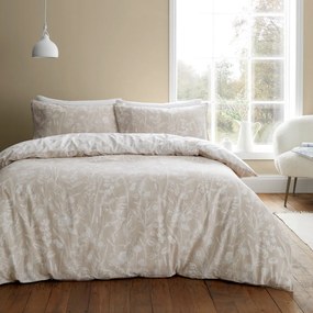 Lenjerie de pat bej din flanelă pentru pat dublu 200x200 cm Floral Toile – Bianca