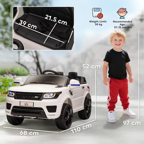 HOMCOM Mașinuță Electrică pentru Copii cu Motor Dublu, Suspensie și Telecomandă, 110x68x52 cm, Alb | Aosom Romania