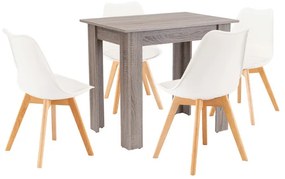 Set de masă Amina 4+1 alb-stejar York