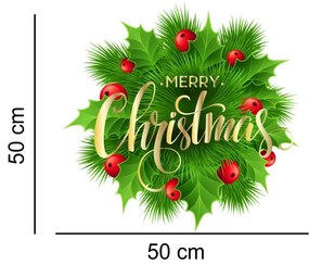 Sticker decorativ Decoratiune Craciun Coronita Merry Christmas