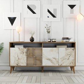 Dulap Milan Walnut and White Marble