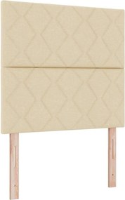 vidaXL Pat cu arc LED cu saltea Crem 120 x 190 cm țesătură