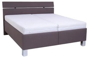 Pat tapițat ALIS 180 x 200 cm, cu saltea și spațiu de depozitare, maro