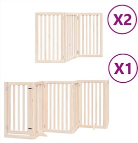 vidaXL Poartă de câini pliabilă cu ușă, 12 panouri, 600 cm, lemn plop