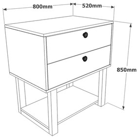 Comoda Birou - Rollbox cu 2 sertare si Raft, Gri -  Nuc, 80 x 85 x 52 cm