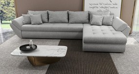 Colțar extensibil dumonde cu ladă de depozitare si sezut confortabil din spuma high-density, Loana XL Euphoria Dove II 335x185 cm