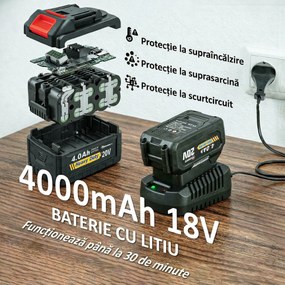 Outsunny Suflător cu Baterie 18V, Suflător de Frunze cu Baterie 4Ah, Motor Fără Perii 250W, 6 Niveluri de Viteză 149 km/h, Turbo Boost, Încărcător, Ușor, pentru Grădină, Frunze, Zăpadă, Praf | Aosom Romania