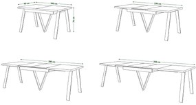 Mazzoni AVERY Stejar Artisan/picioare bej (sampanie) - MASĂ DE LOFT/INDUSTRIALĂ PENTRU SALON/SUFRAGERIE EXTENSIBILĂ - 2 MĂRIMI!