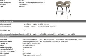 Set de 2 scaune de bar design modern Cliff, greige 113711 HZ