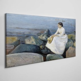 Tablou canvas Plaja de noapte de vară de Edvard Munch