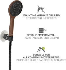 Suport pentru capul de duș negru autoadeziv din plastic Libertà – Wenko