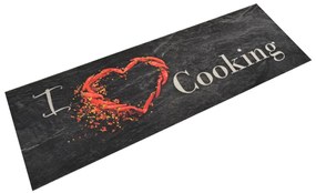 vidaXL Covor de bucătărie lavabil Cooking, negru, 60x180 cm, catifea