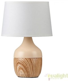 Veioza, lampa de masa, finisaj bej/alb, diametru 20cm, Yvette 4370 RX