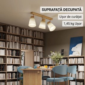 HOMCOM Candelabru de tavan cu 3 puncte de lumină reglabile la 90° și socluri E27, culoare lemn | Aosom Romania
