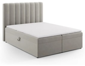 Pat boxspring gri cu spațiu de depozitare 160x200 cm Gina – Milo Casa