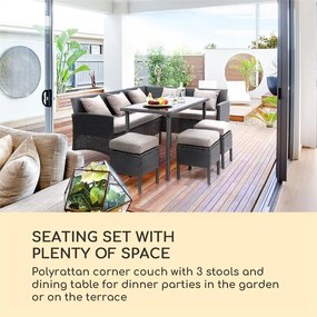 Titania Dining Lounge, set de grădină, negru / maro