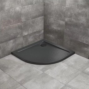 Cadita dus semirotunda Radaway Doros A Stone 80x80 cm acril negru