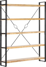vidaXL Bibliotecă cu 5 rafturi, 140 x 30 x 180 cm, lemn masiv de mango