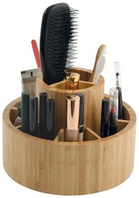 Organizator de baie în culoare naturală pentru cosmetice/rotativ, din bambus Isalys – MSV