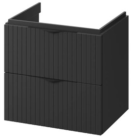 Dulap baie cu riflaje 3D negru mat suspendat 60 pentru lavoar, MDF, Cersanit Tirso 600x450 mm, Negru mat