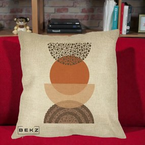 Perna Decorativa Boho Stiva Forme Punctate Terracotta, 40x40 cm, Crem, Husa Detasabila, Perna Inclusa, BEKZ®