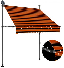 vidaXL Copertină retractabilă manual cu LED, portocaliu &amp; maro, 150 cm