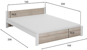 OFERTA Pat IKAROS 160 x 200 cm, alb/stejar sonoma II.calitate Saltele: Fara saltea, Somiera pat: Fara somiera