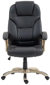 DESMOND Scaun directorial, recliner, pivotant, inaltime reglabila, rezistent 150 kg, piele PU, Negru