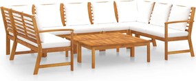 vidaXL Set mobilier grădină cu perne, 9 piese, crem, lemn de acacia