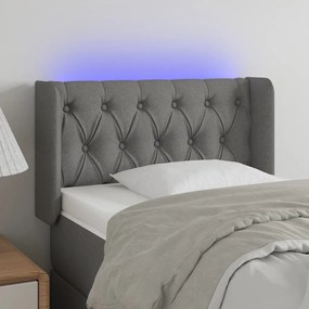 vidaXL Tăblie de pat cu LED, gri închis, 83x16x78/88 cm, textil