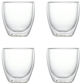 Set 4 Pahare din sticla Borosilicata cu pereti dubli, 250 ml x 4