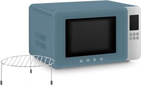 Cuptor cu microunde cu gratar 4in1 SMEG Collezione MOC01SBMEU, 1900 W, 29 l, 18 programe, Inchidere lenta, Semnal sonor, Ecran LCD, Albastru
