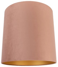 Abajur din catifea roz 40/40/40 cu interior auriu